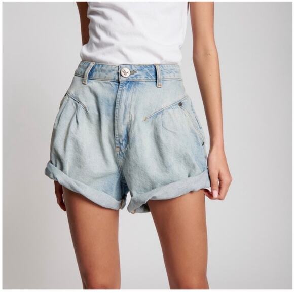 One Teaspoon Streetwalkers High Waist 80s Fit Light Blue Denim Jean Shorts 26